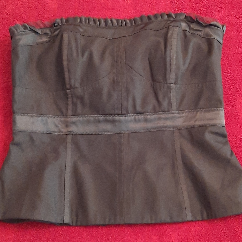 WHBM Black Silk & Mesh Corset Size 10
